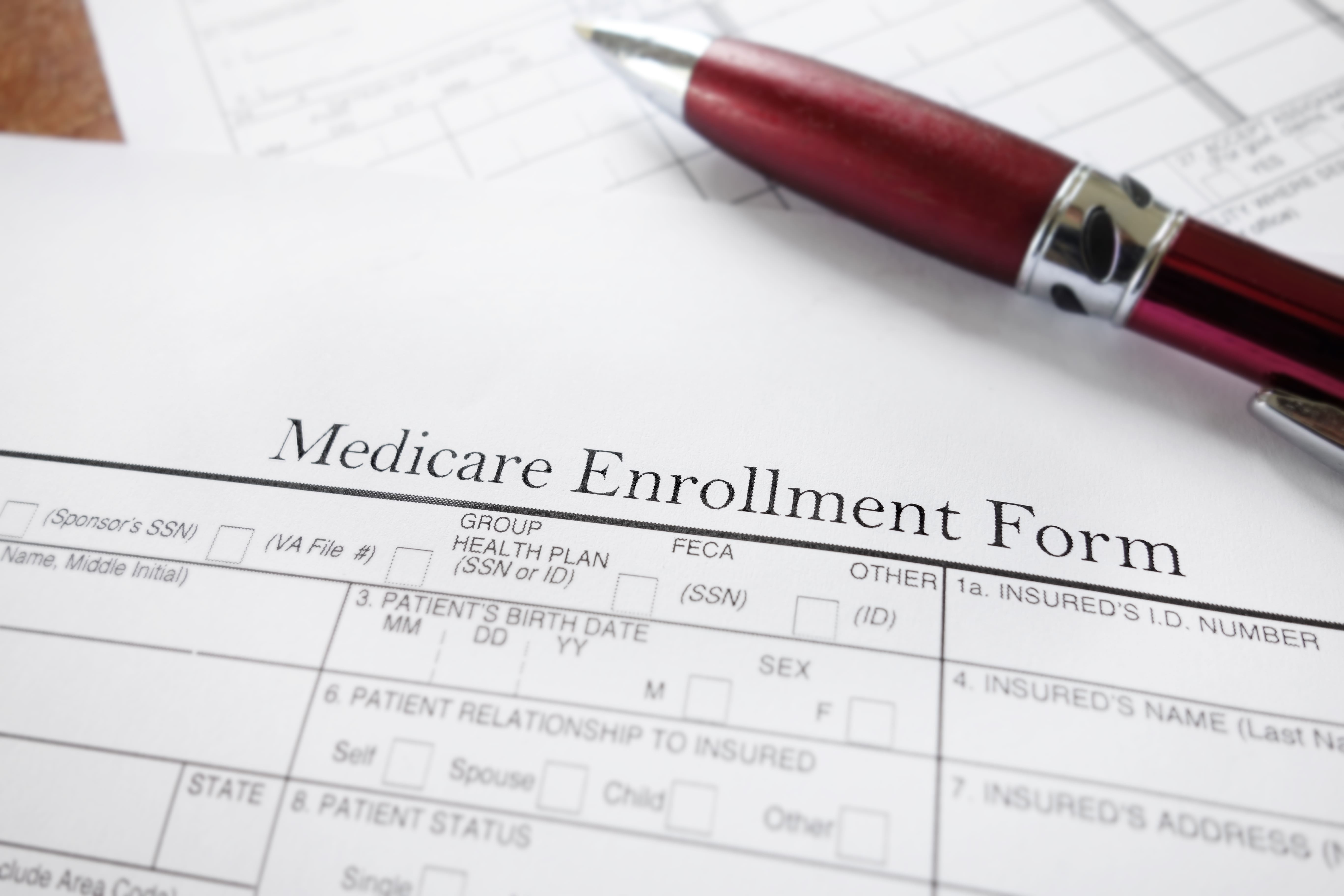 Closeup of a Medicare enrollment form.