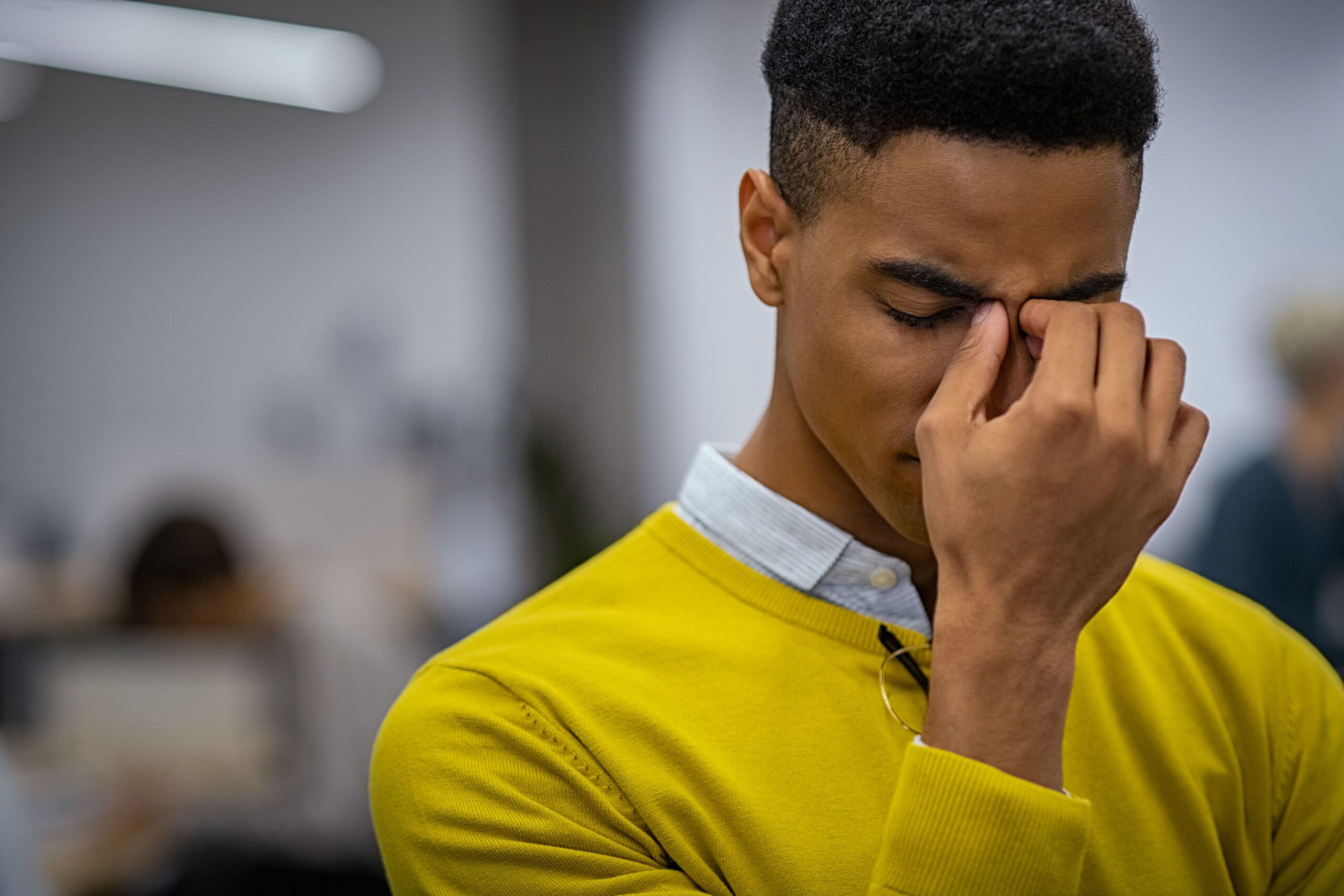 Upset chiropractor feeling burn out.